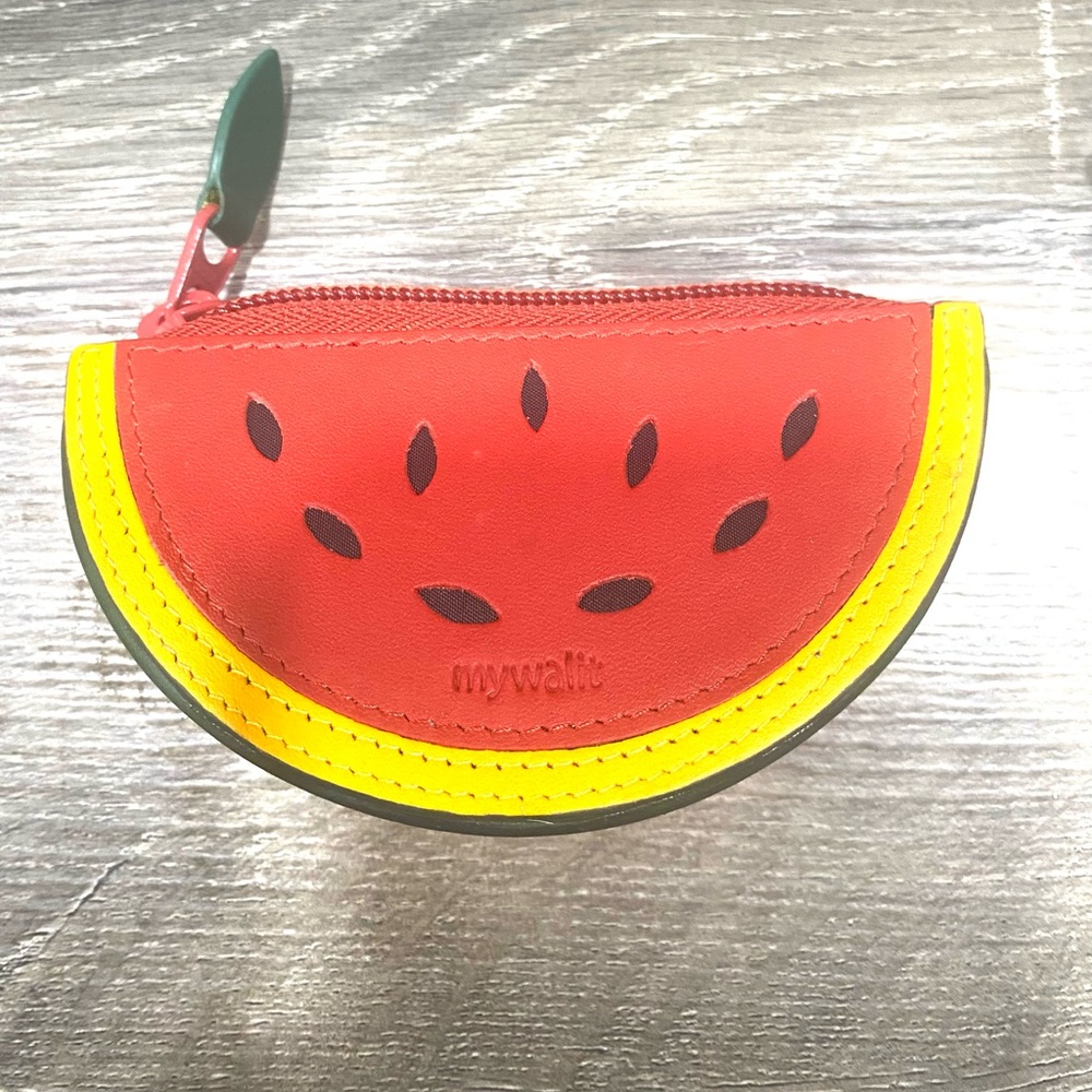 Mywalit Napa Leather Kids Watermelon Coin Purse in Red and Yellow